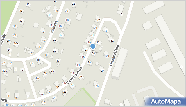 Grudziądz, Garnizonowa, 30, mapa Grudziądza