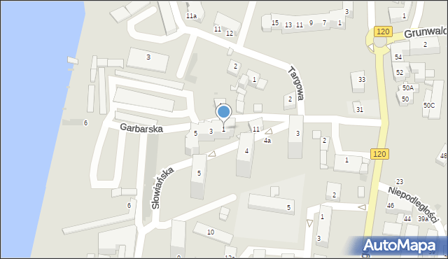 Gryfino, Garbarska, 1, mapa Gryfino