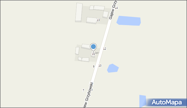 Grzybów Dolny, Gajew Grzybowski, 11, mapa Grzybów Dolny