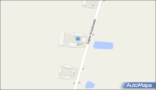 Grzybów Dolny, Gajew Grzybowski, 13, mapa Grzybów Dolny