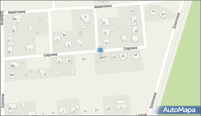 Grzybowo, Gajowa, 12A, mapa Grzybowo