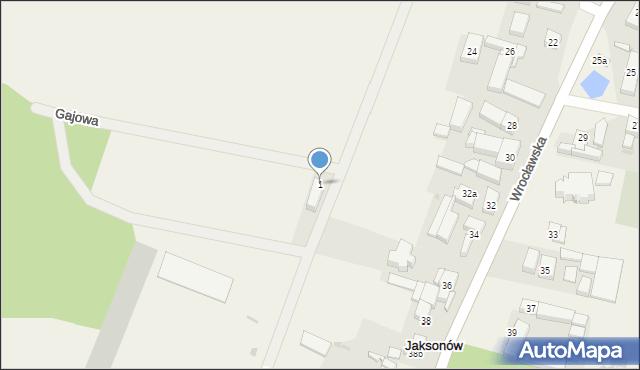 Jaksonów, Gajowa, 1, mapa Jaksonów