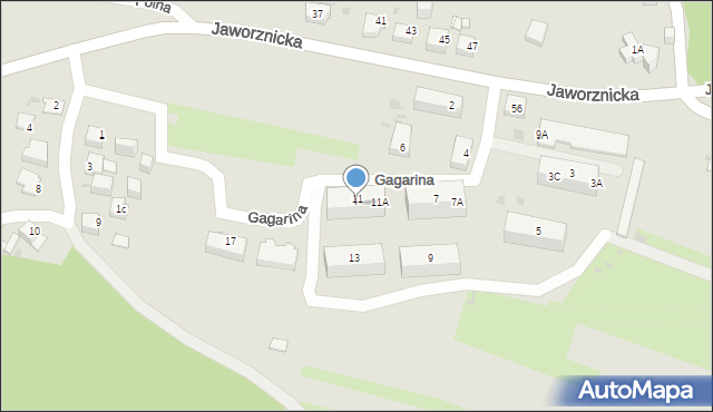 Jaworzno, Gagarina Jurija, 11B, mapa Jaworzno