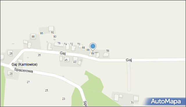 Karniowice, Gaj, 64, mapa Karniowice