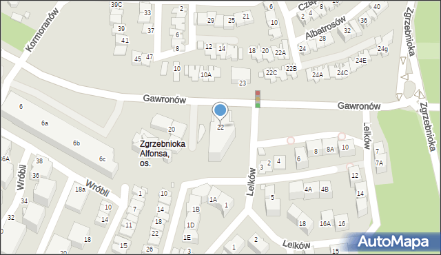 Katowice, Gawronów, 22, mapa Katowic