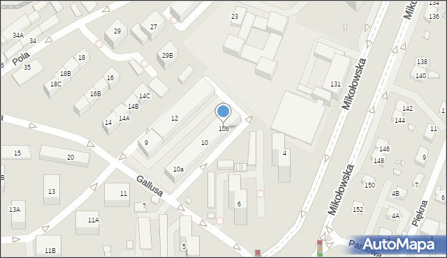 Katowice, Gallusa Józefa, 10b, mapa Katowic