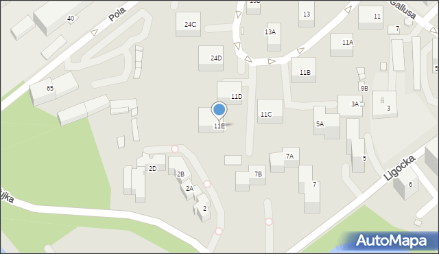 Katowice, Gallusa Józefa, 11E, mapa Katowic