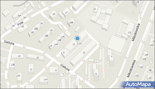 Katowice, Gallusa Józefa, 12a, mapa Katowic