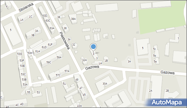 Kędzierzyn-Koźle, Gazowa, 1, mapa Kędzierzyna-Koźle