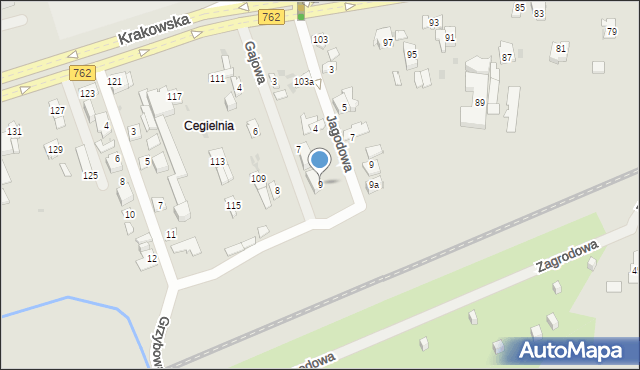 Kielce, Gajowa, 9, mapa Kielc