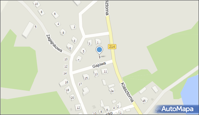 Kościerzyna, Gajowa, 9, mapa Kościerzyna