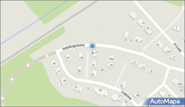Koszalin, Gajowa, 34, mapa Koszalina
