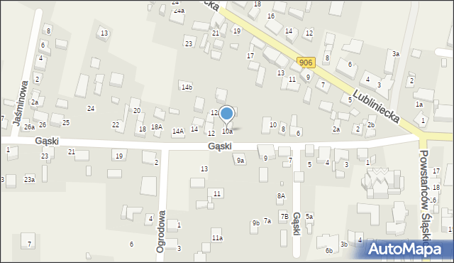 Koszęcin, Gąski, ks., 10a, mapa Koszęcin