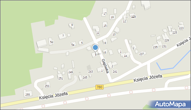 Kraków, Gajówka, 3, mapa Krakowa