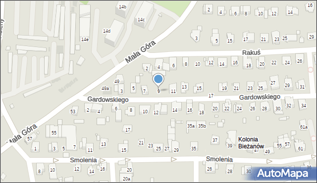 Kraków, Gardowskiego Ludwika, 9, mapa Krakowa