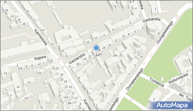 Kraków, Garbarska, 18A, mapa Krakowa