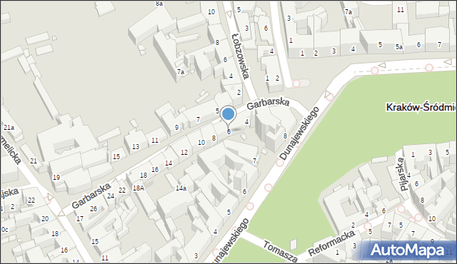 Kraków, Garbarska, 6, mapa Krakowa