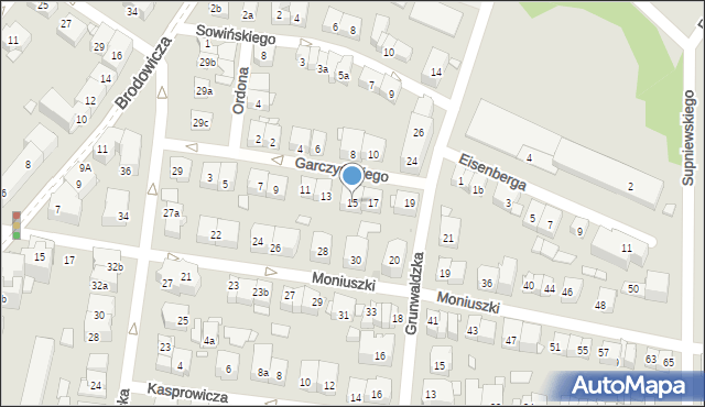 Kraków, Garczyńskiego Stefana, 15, mapa Krakowa