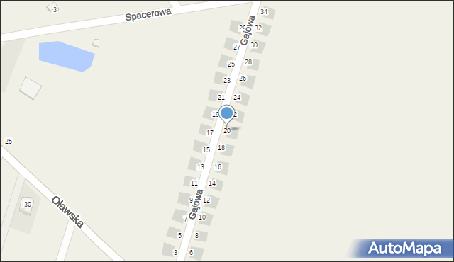 Księginice, Gajowa, 20, mapa Księginice