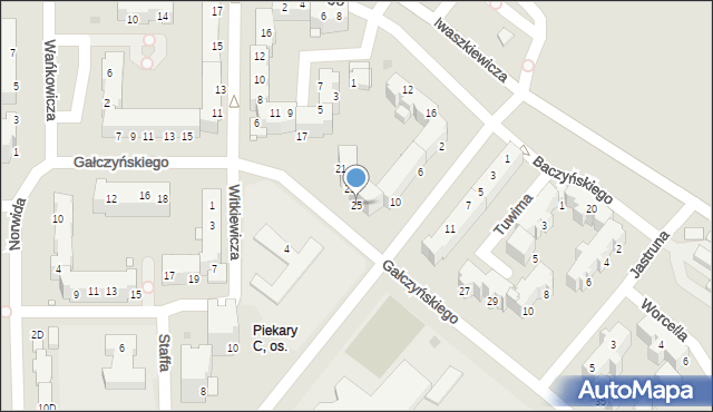 Legnica, Gałczyńskiego Konstantego Ildefonsa, 25, mapa Legnicy