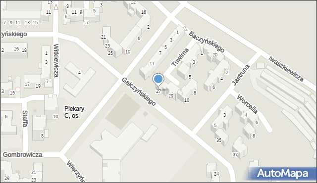 Legnica, Gałczyńskiego Konstantego Ildefonsa, 27, mapa Legnicy