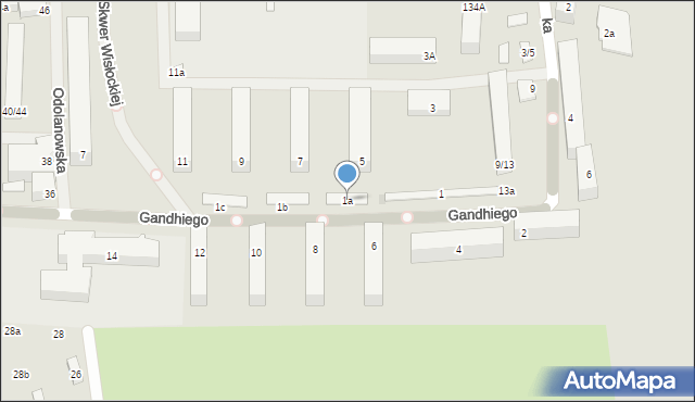 Łódź, Gandhiego Mahatmy, 1a, mapa Łodzi