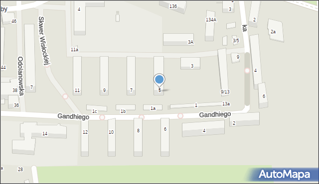 Łódź, Gandhiego Mahatmy, 5, mapa Łodzi