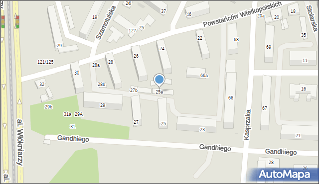 Łódź, Gandhiego Mahatmy, 25a, mapa Łodzi