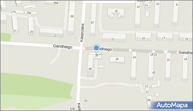 Łódź, Gandhiego Mahatmy, 28, mapa Łodzi