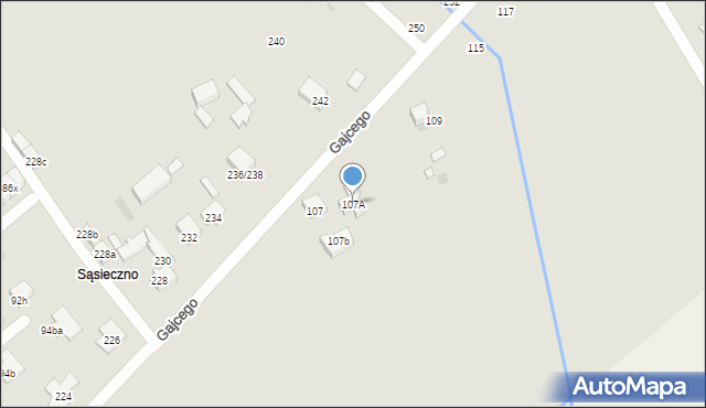 Łódź, Gajcego Tadeusza, 107A, mapa Łodzi