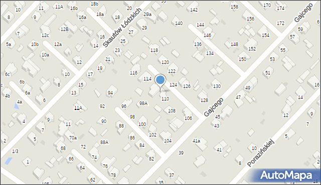 Łódź, Gajcego Tadeusza, 112, mapa Łodzi