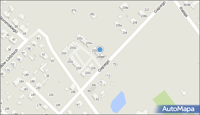 Łódź, Gajcego Tadeusza, 200zb, mapa Łodzi