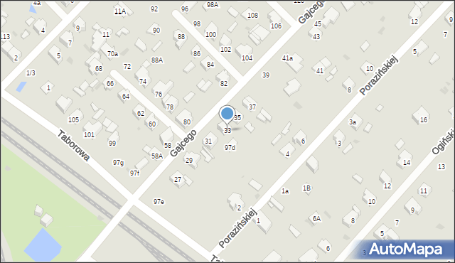 Łódź, Gajcego Tadeusza, 33, mapa Łodzi