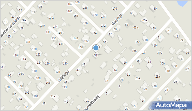 Łódź, Gajcego Tadeusza, 51, mapa Łodzi