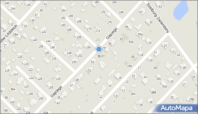 Łódź, Gajcego Tadeusza, 55, mapa Łodzi