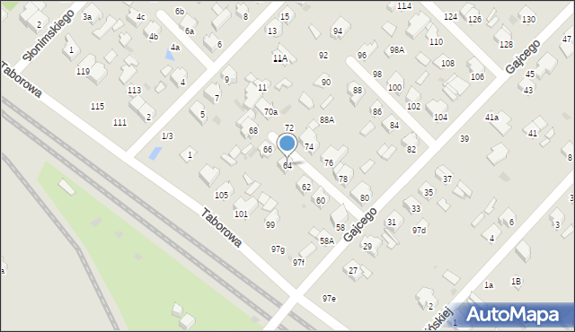 Łódź, Gajcego Tadeusza, 64, mapa Łodzi