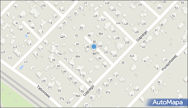 Łódź, Gajcego Tadeusza, 86, mapa Łodzi