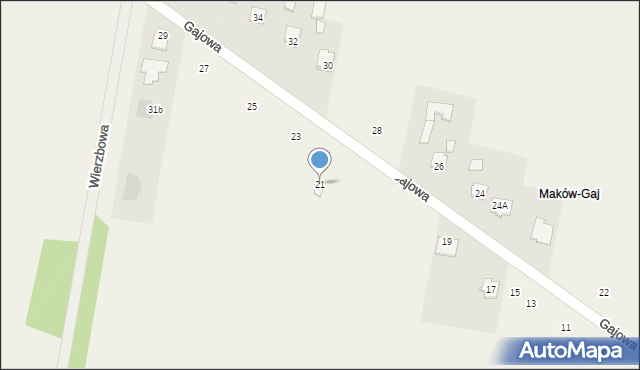 Maków, Gajowa, 21, mapa Maków
