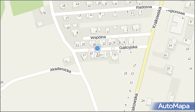 Michałowice, Galicyjska, 11, mapa Michałowice