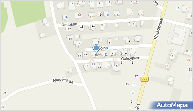 Michałowice, Galicyjska, 16, mapa Michałowice