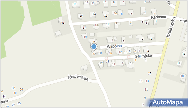 Michałowice, Galicyjska, 22, mapa Michałowice