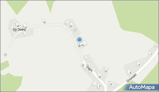 Międzybrodzie Żywieckie, Gajni, 28, mapa Międzybrodzie Żywieckie