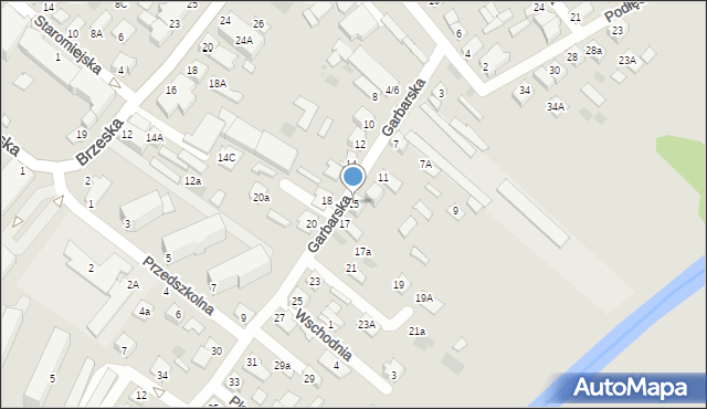 Międzyrzec Podlaski, Garbarska, 15, mapa Międzyrzec Podlaski