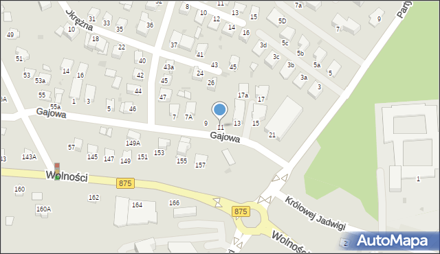 Mielec, Gajowa, 11, mapa Mielca