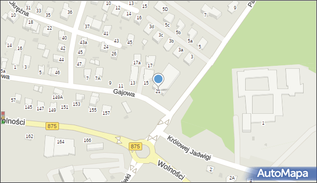 Mielec, Gajowa, 21, mapa Mielca