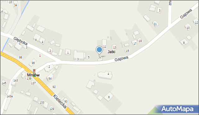 Mniów, Gajowa, 7, mapa Mniów