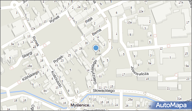 Myślenice, Gałczyńskiego Konstantego Ildefonsa, 8, mapa Myślenice