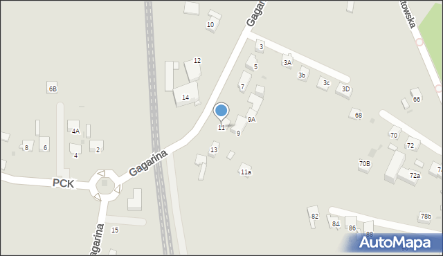 Mysłowice, Gagarina Jurija, 11, mapa Mysłowice