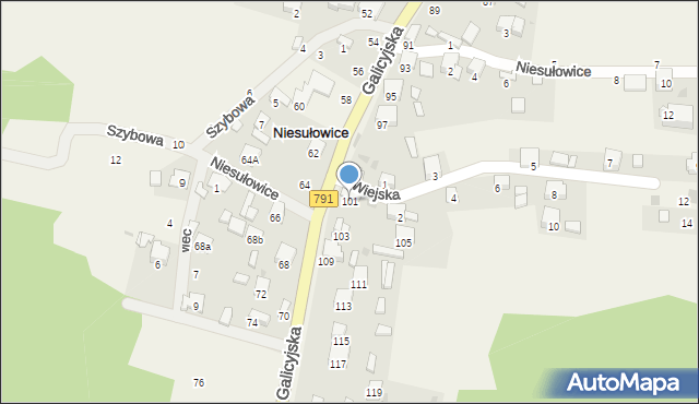 Niesułowice, Galicyjska, 101, mapa Niesułowice