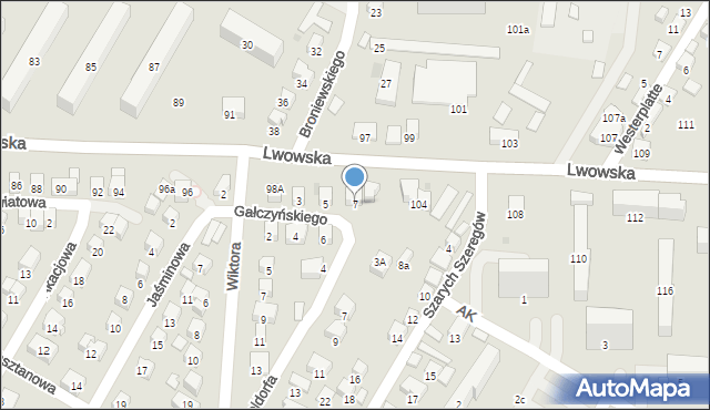 Nowy Sącz, Gałczyńskiego Konstantego Ildefonsa, 7, mapa Nowego Sącza